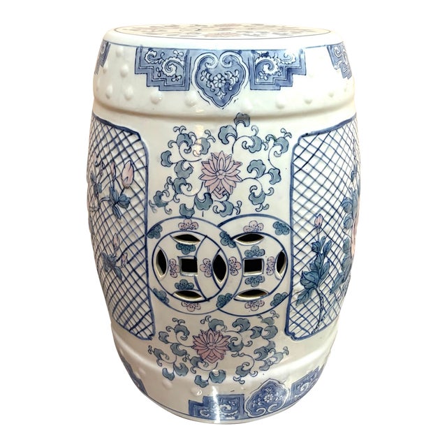 White/Blue/Pink Ceramic Chinese Garden Stool For Sale