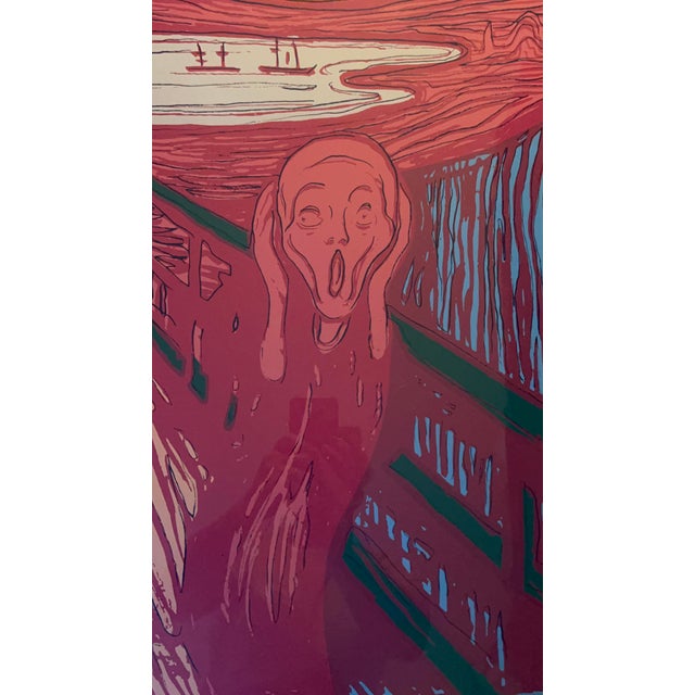 1980s 1980s Andy Warhol After Munch in Pink Numbered Lithograph Custom Framed and Matted For Sale - Image 5 of 6