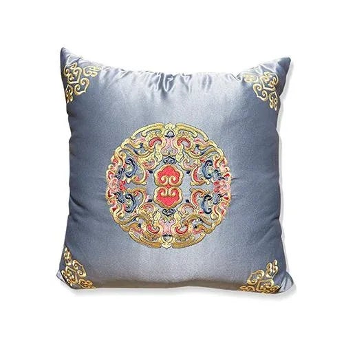 Contemporary Asian Dark Grey-Silk Throw Pillow For Sale - Image 4 of 4