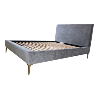 West Elm Andes Deco Upholstered Queen Bed For Sale