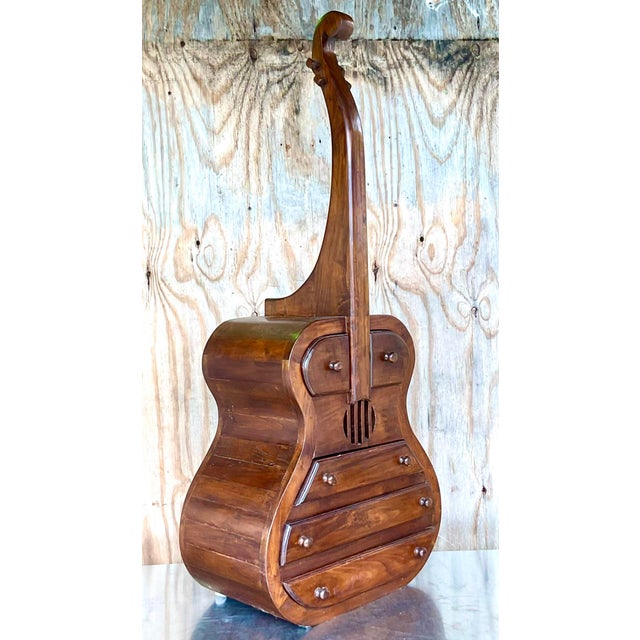 Vintage Boho Handmade Guitar Chest of Drawers | Chairish
