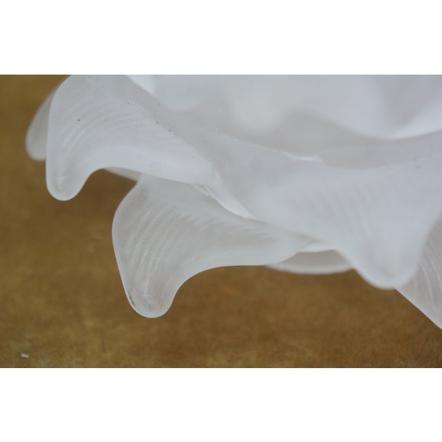 White Antique Frosted Satin Glass Rose Flower Chandelier Lamp Shades 6" - a Pair For Sale - Image 8 of 10