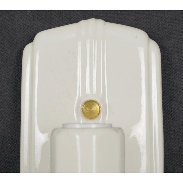 Mid 20th Century Restored Art Deco White Porcelain Wall Sconces - a Pair For Sale - Image 6 of 9