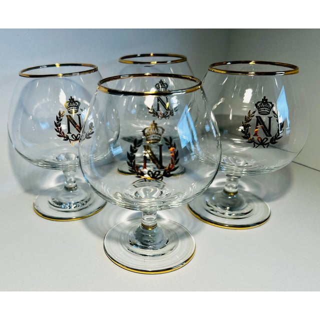 Set of Four Napoleon Brandy or Cognac Glass Snifters With a Silver Plated Snifter Warmer For Sale - Image 12 of 12