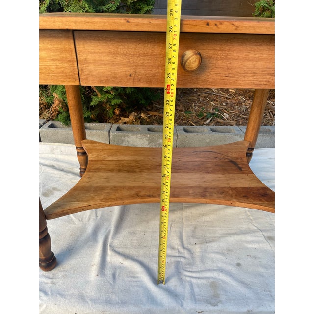 Antique American Farmhouse Work Table With Drawer, Turned Legs For Sale - Image 9 of 10