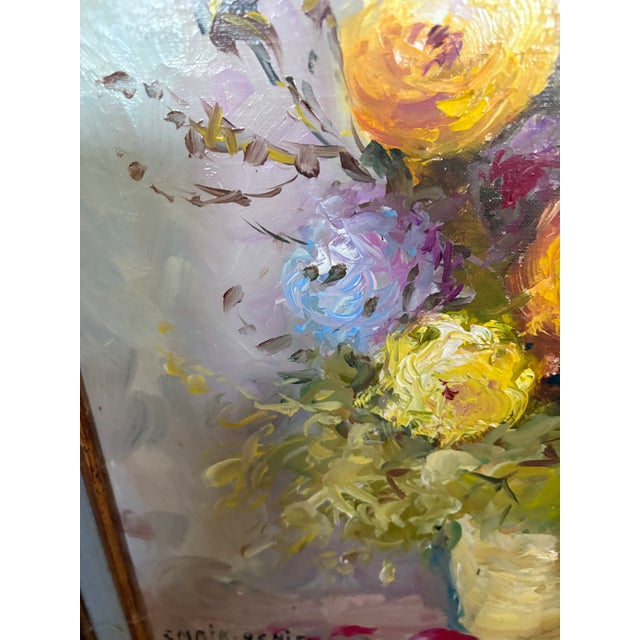 1950s Floral Painting by French Artist, Emrik Renier For Sale - Image 5 of 9