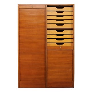 Mid-Century Tambour Office Cabinet, Denmark, 1960s For Sale