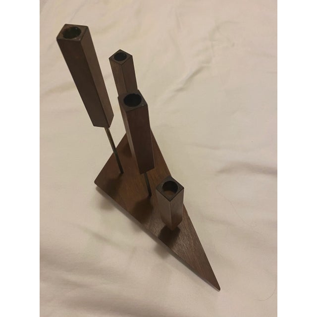 Pair of Swedish Teak Candle Holders For Sale - Image 4 of 13