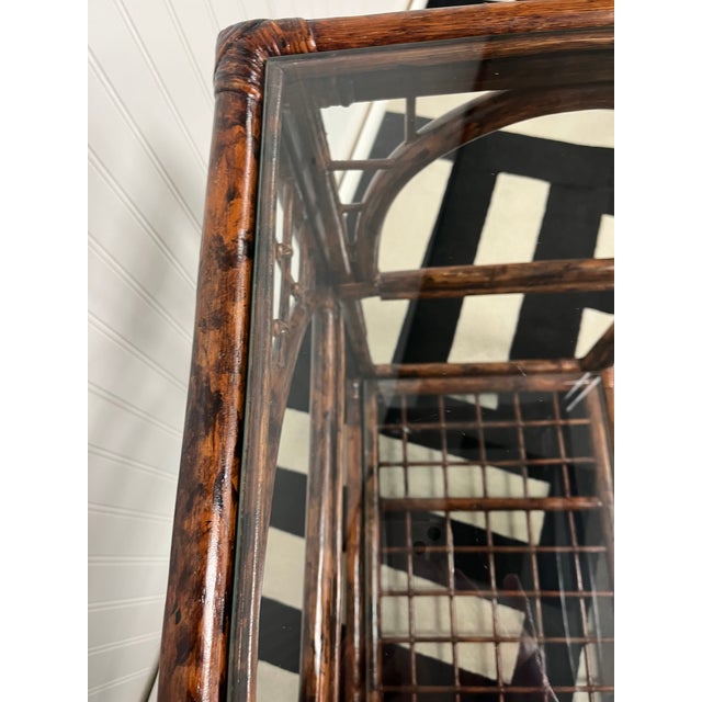Hollywood Regency Vintage Tortoiseshell Bamboo Side Table For Sale - Image 3 of 6