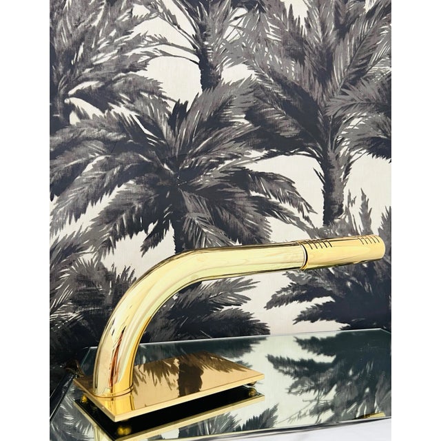 Metal 1970's Modernist Curved Desk Lamp in Brass by Jim Bindman For Sale - Image 7 of 13