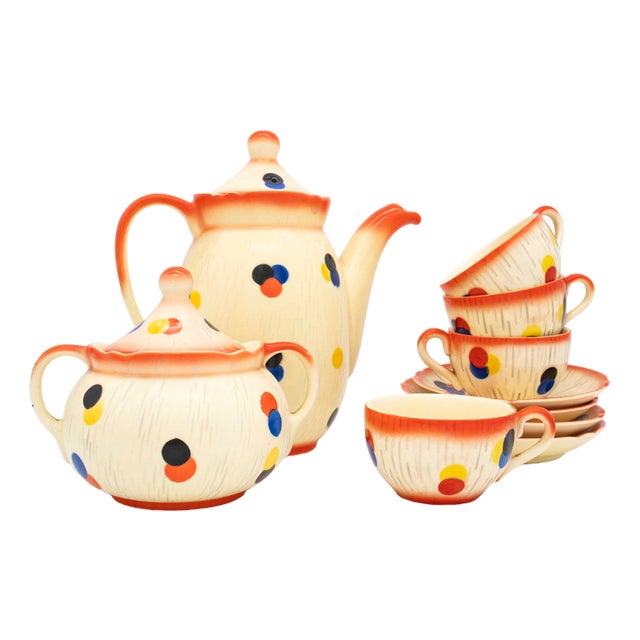 Czech Art Deco Mocha Service from Bihl, 1920s, Set of 10 For Sale