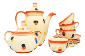 Czech Art Deco Mocha Service from Bihl, 1920s, Set of 10