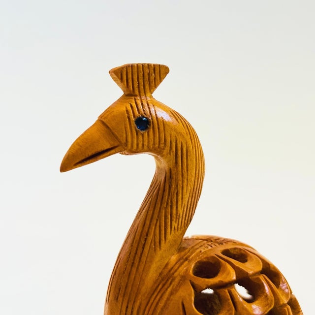 Traditional Vintage Carved Wood Peacock For Sale - Image 3 of 7
