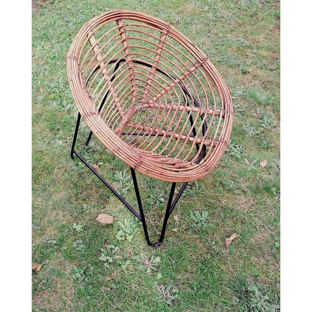 Mid-Century Bamboo and Iron Pod Chairs, 1960s, Set of 2 For Sale - Image 6 of 12