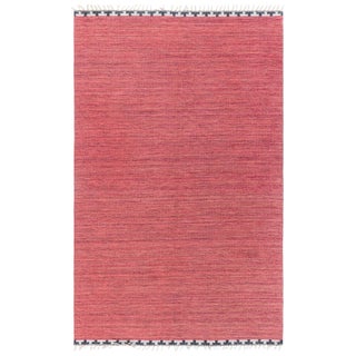 Doris Leslie Blau Scandinavian Vintage Abstract Brick Red Flatweave Wool Carpet For Sale