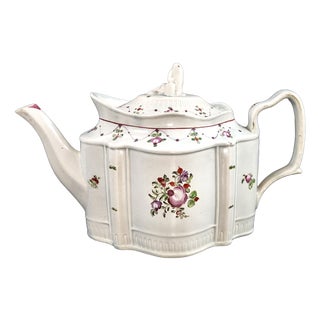 English Earthenware Commode-Shaped Teapot with Widow Finial, c.1810 For Sale
