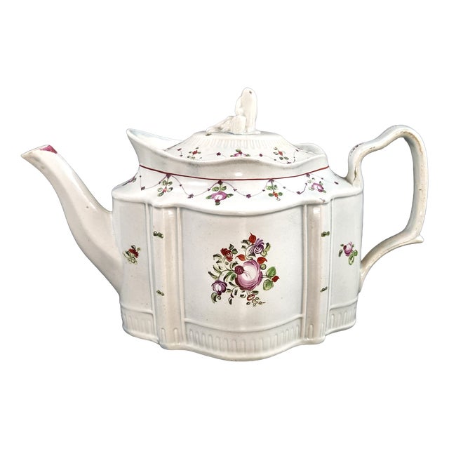 English Earthenware Commode-Shaped Teapot with Widow Finial, c.1810 For Sale