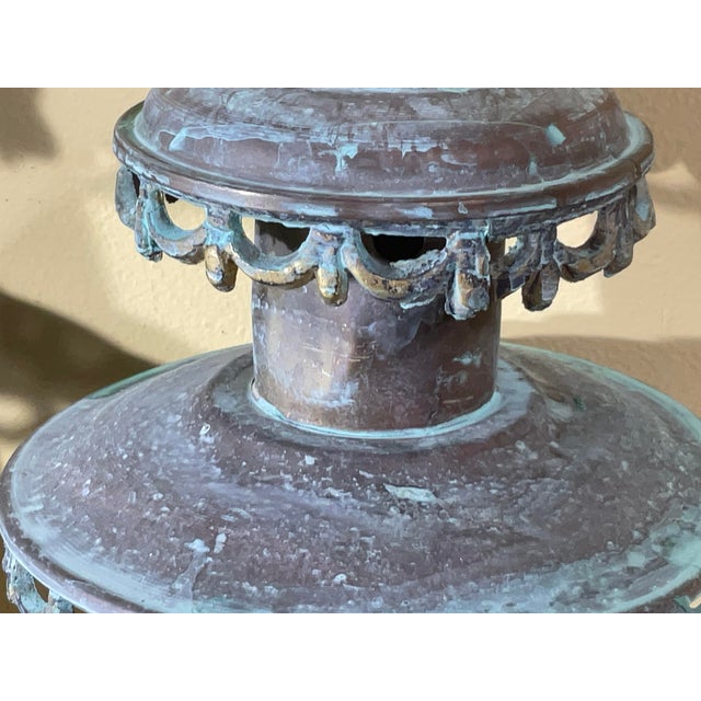 Antique/Vintage Pair of Solid Brass Patina Exterior Wall Lanterns / Sconces For Sale - Image 18 of 18