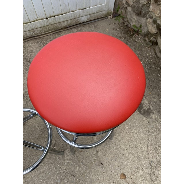 Vintage Blue, Red, Orange, and Yellow Swivel Bar Stools, 1990s, Set of 5 For Sale - Image 12 of 18