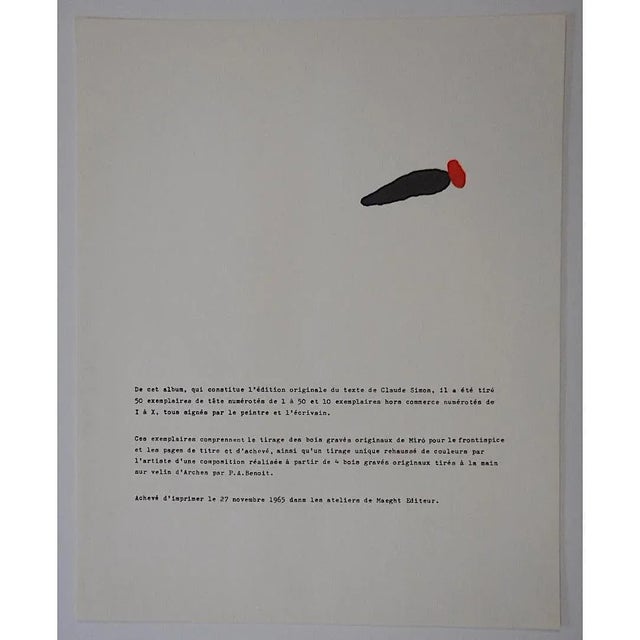 Mid-Century Modern Original Vintage Mid 20th C. Modern Abstract Ltd. Ed. Woodcut-Joan Miro-Frontis From "Femmes' Portfolio For Sale - Image 3 of 5