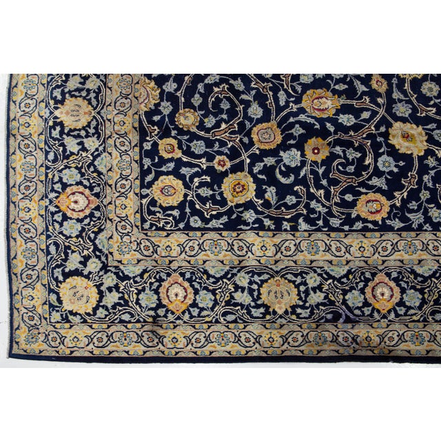 Vintage Handmade Wool Rug in Navy Blue With Allover Motif 10 X 13 For Sale - Image 10 of 11