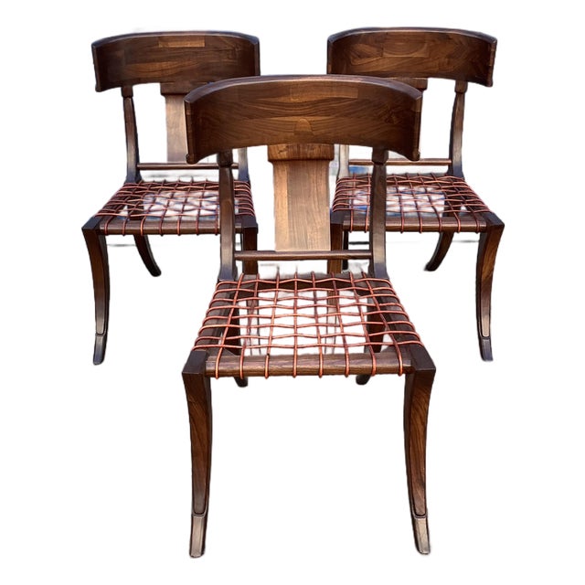 T. H. Robsjohn-Gibbings Klismos Style Walnut Chairs…set of 3 For Sale