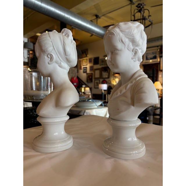 Set of 2 Japanese Made, Hand Painted Porcelain Mini Busts For Sale - Image 10 of 12