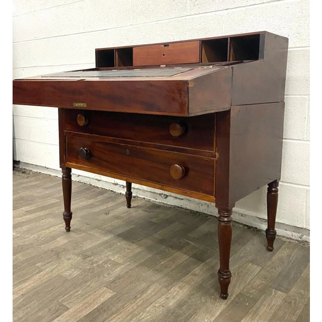 Antique 19th Century Style Unfolding Campaign Box Desk Captain Desk Writing Desk For Sale - Image 9 of 12