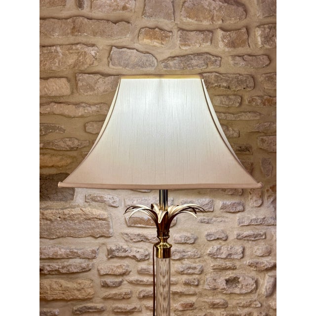 1970s Vintage Acrylic Glass and Brass Floor Lamp from Maison Roméo, 1970s For Sale - Image 5 of 18
