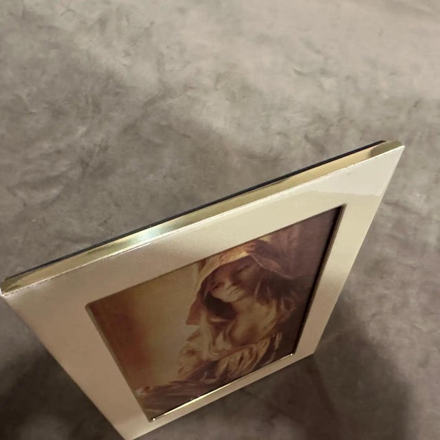 Mid-Century Modern 1970s Mid-Century Modern Brass and Cream Lacquered Metal Italian Picture Frame For Sale - Image 3 of 11