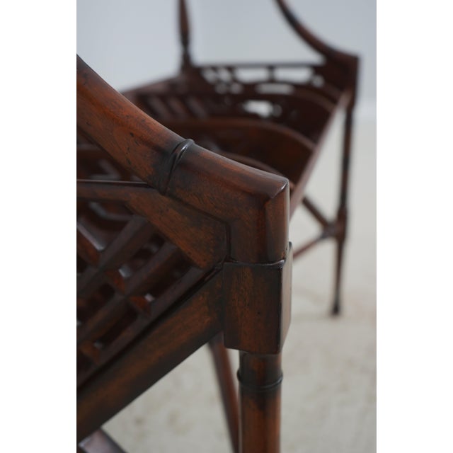 Maitland - Smith Maitland Smith Mahogany Faux Bamboo Book Trough Magazine Rack For Sale - Image 4 of 15