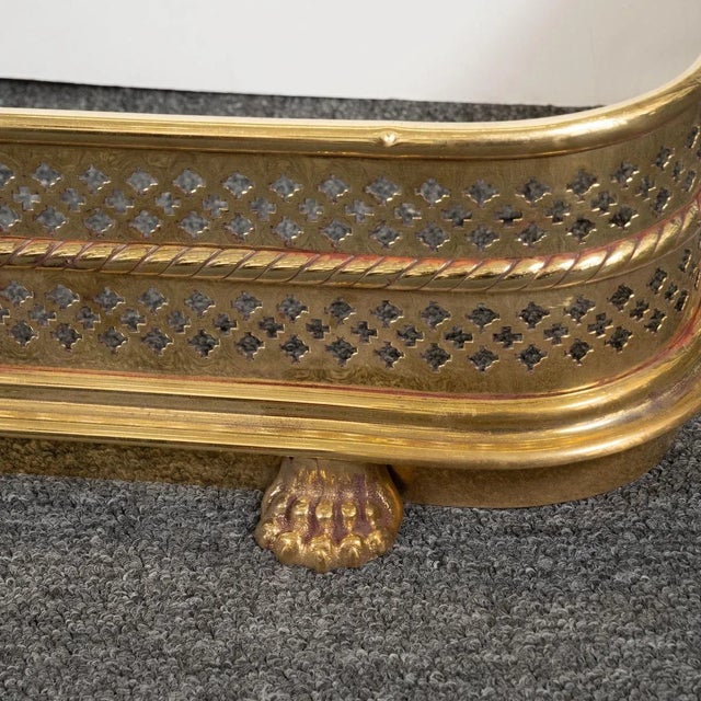 Brass Vintage Perforated Brass Fireplace Fender For Sale - Image 8 of 8