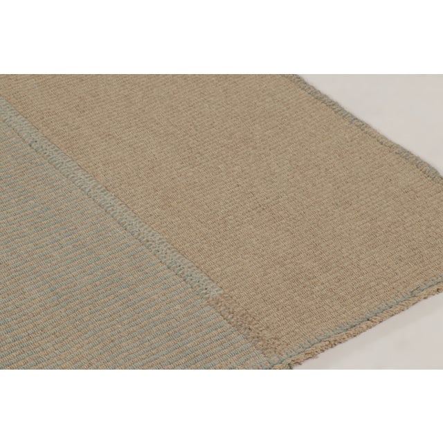 2020s Rug & Kilim’s Contemporary Kilim With Tonal Brown and Ice Blue Stripes For Sale - Image 5 of 9