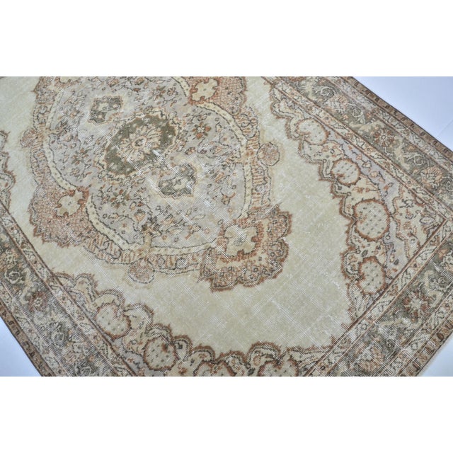 Art Deco 1960s Handmade Turkish Pastel Unique Area Rug For Sale - Image 3 of 11