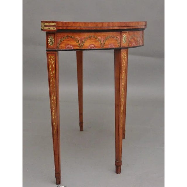 Wood Antique Painted Satinwood Card Table, 1820 For Sale - Image 7 of 12