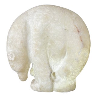 Polar Bear Hand Carved in Alabaster, 1950 For Sale