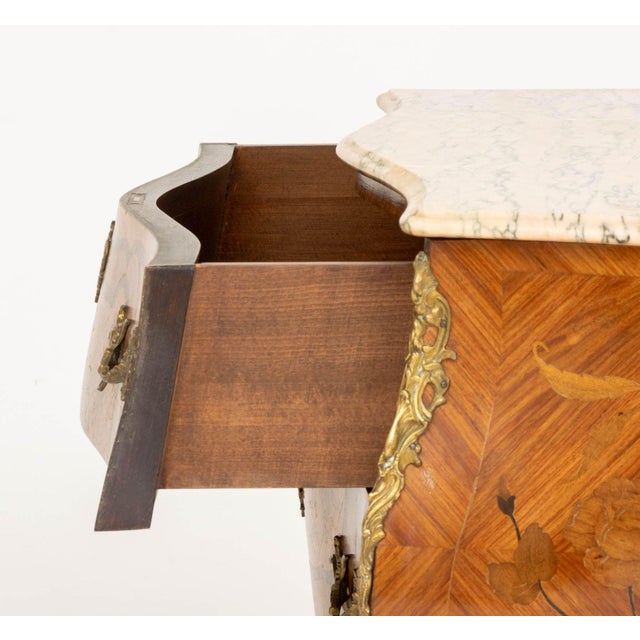 Pink Louis XV Style Walnut Bombe Commode For Sale - Image 8 of 10