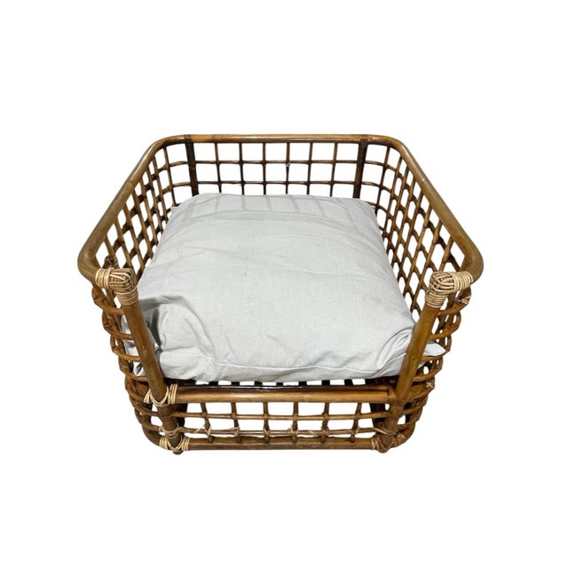 1960s Vintage Grid Rattan Lounge Chairs & Loveseat After Henry Olko - Set of 3 For Sale - Image 5 of 7