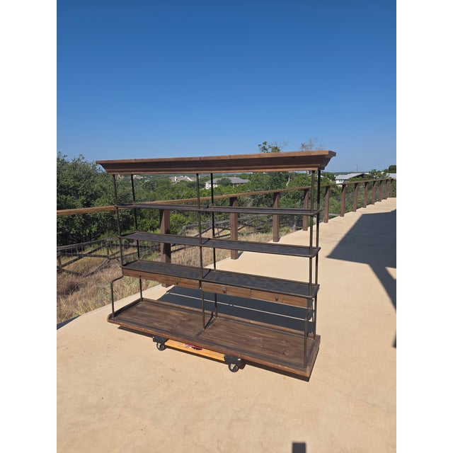 Mercantile Iron and Wood Display Rack With Drawers For Sale - Image 13 of 17