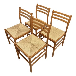 Italian Beech Dining Chairs, 1960s, Set of 4 For Sale
