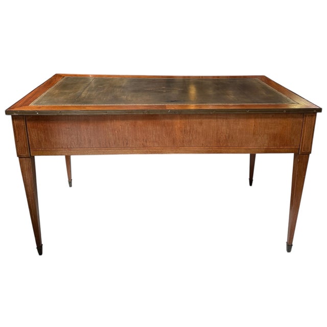 Animal Skin Antique Directoire Style Bronze Mounted Leather Top Writing Table Desk For Sale - Image 7 of 7