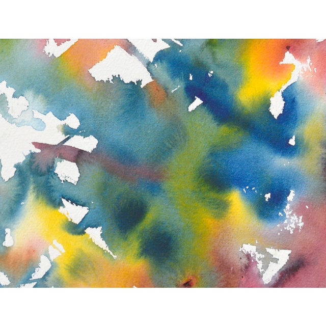 Yellow and Pink Abstract Watercolor, Signed, 1980s Expressionism by Les Anderson For Sale - Image 4 of 6