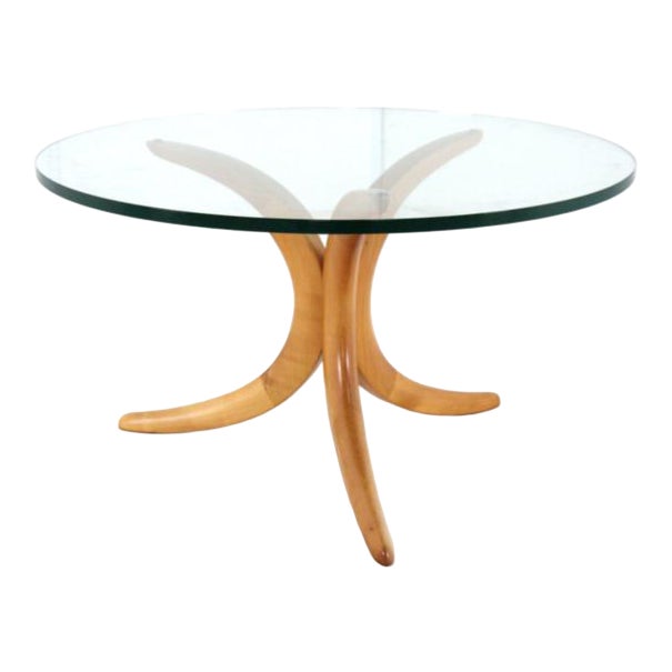 Coffee Table with Boomerang Legs and Glass Top from Alma Möbel, 1960s For Sale