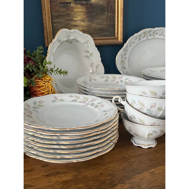 1950s Mid Century Modern Mitterteich Bavaria “Falling Leaves” Porcelain Dinner Service - 49 Pieces For Sale - Image 4 of 18
