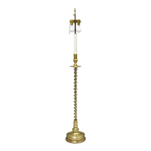 Vintage English Brass Spiral Barley Twist Candlestick Pole Floor Lamp