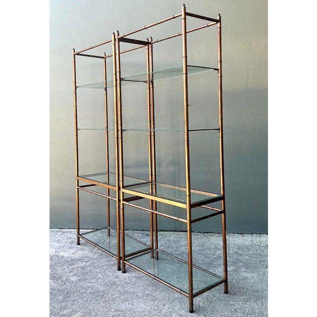 Vintage Metal and Glass Etagere Shelves - Pair For Sale - Image 12 of 12
