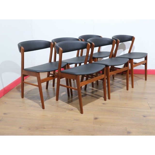 Wood Mid Century Modern Vintage Teak Danish Dining Chairs X 6 For Sale - Image 7 of 15