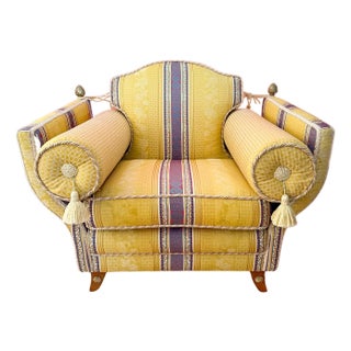 Grand Scale Neoclassical Revival Italian Maximalist Armchair With Bolsters and Tassels For Sale