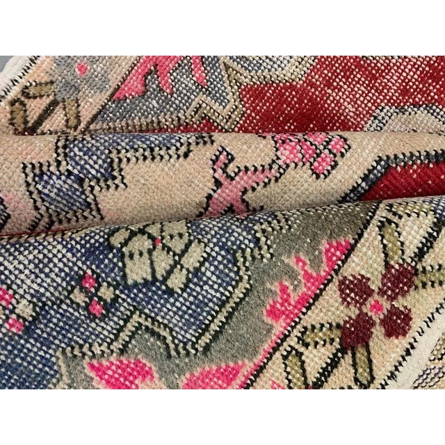 Medium Vintage Turkish Distressed Ushak Rug For Sale - Image 4 of 13