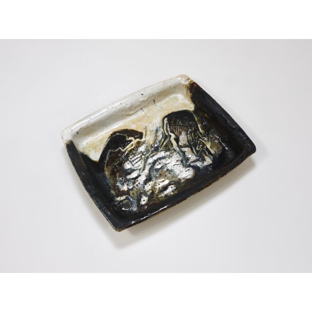 Black Large Abstract Stoneware Bowls or Plates by Jeppe Hagedorn-Olsen, Denmark, 1970s, Set of 2 For Sale - Image 8 of 18